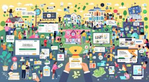 Visual representation of crowdfunding platforms and diverse projects.