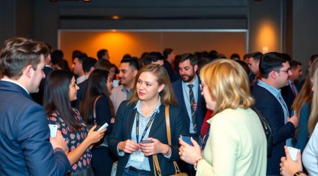 Des entrepreneurs belges engagés au cours d'un événement de networking.