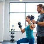 Man coaching a woman during a workout