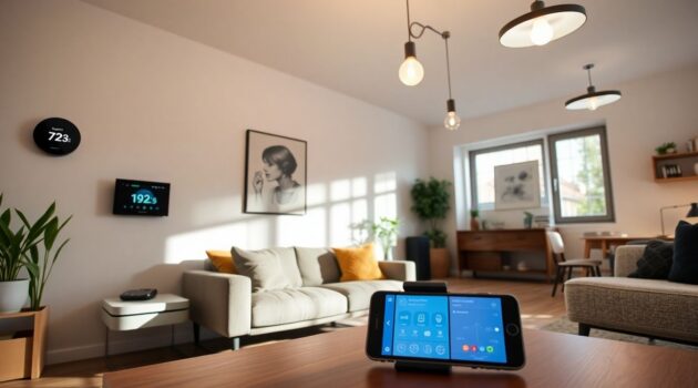 Belgian living room with smart home automation devices