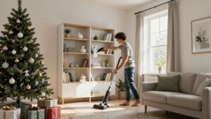 Ménage à domicile avant les fêtes de Noël.