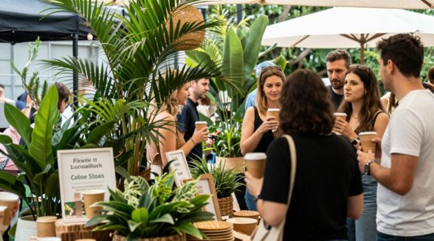 Événement écoresponsable en Belgique avec décorations naturelles.
