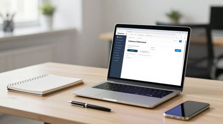 Outils de gestion client sur un bureau moderne.