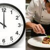 Horloge rapide face à un plat gastronomique soigné.